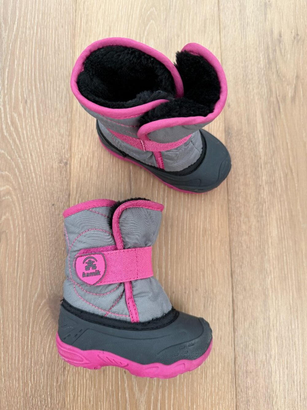 Kamik Snow Boots Toddler 5 Snowbug5 Pink Gray Black Magenta Faux Fur Kids